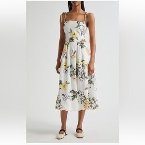 STINE GOYA White Floral Midi Dress